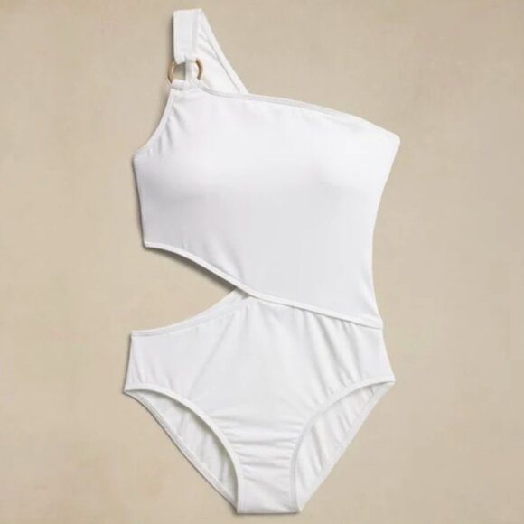 NWT | Banana Republic White One-Shoulder Swimsuit - Picture 1 of 7